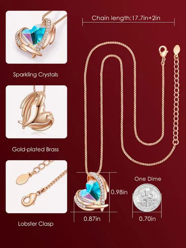 Miniatura 4 de CDE Love Heart Pendant Necklaces for Women Silver Tone Rose Gold Tone Crystals Birthstone Christmas Jewelry Gifts for Women BirthdayAnniversary