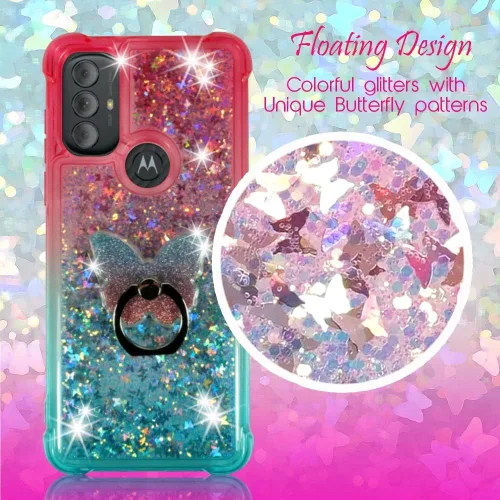 Miniatura 2 de Zase Diseño para Motorola Moto G Play (2023)/Moto G Pure/Moto G Power (2022) Funda transparente con purpurina líquida brillante linda flotante 3D