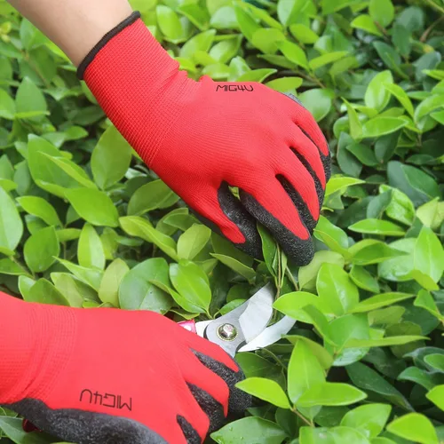 Miniatura 5 de MIG4U Guantes de trabajo de látex arrugado, agarre mejorado para jardinería, manejo de paquetes de almacén Rojo-20 pares