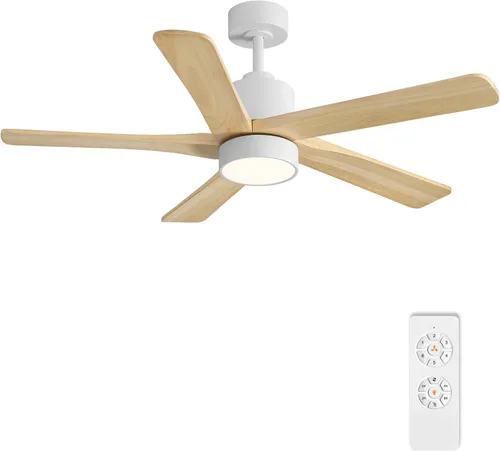 Miniatura 20 de WINGBO - Ventilador de techo DC de 64 pulgadas con luces y control remoto, 5 aspas reversibles de madera tallada, motor DC silencioso de 6 Grafito