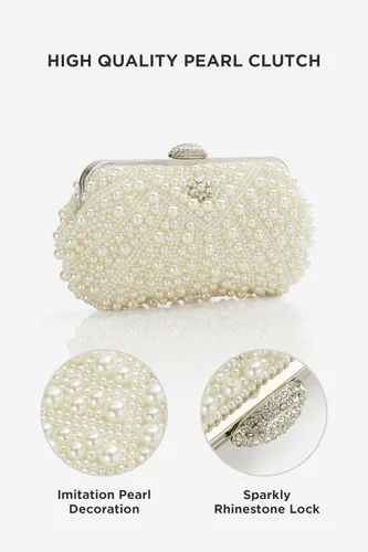 Miniatura 2 de BABEYOND Bolso de mano con perlas para mujer, bolsa de noche con cuentas, bolsa formal reticulada con bolsa interior para fiesta de boda