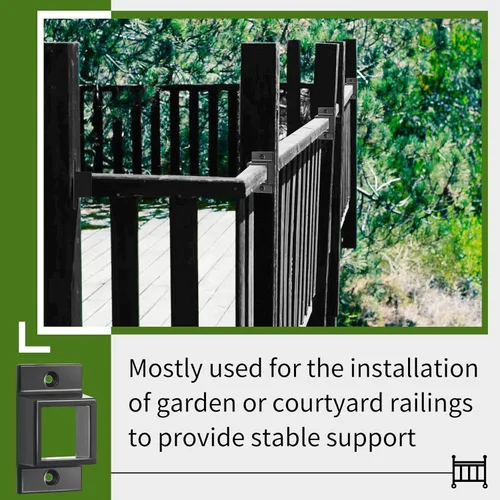 Miniatura 4 de Zonon 6 piezas de 1" x 1" soportes de valla de aluminio negro estándar de montaje en pared para raíles de doble brida de metal cuadrado
