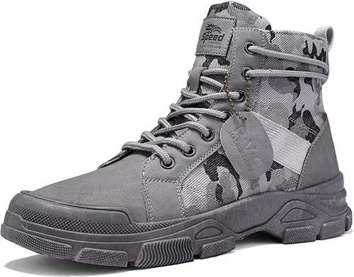 TERBOFIN Botas militares tácticas para hombre, botas de combate cómodas, ligeras, de camuflaje, botas de lona con suela suave, tacón más grueso para