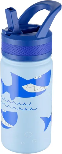 Miniatura 37 de Fanhaw Botella de agua aislada para niños de 14 onzas con tapa de pajita – Acero inoxidable de doble pared al vacío, a prueba de fugas, botellas