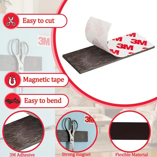 Miniatura 4 de 20 Pack Magnetic Strip, Magnetic Tape with Adhesive Backing, Magnet Strips Heavy Duty (3" X 1") Strong Adhesive Magnetic Strips for DIY, Fridge