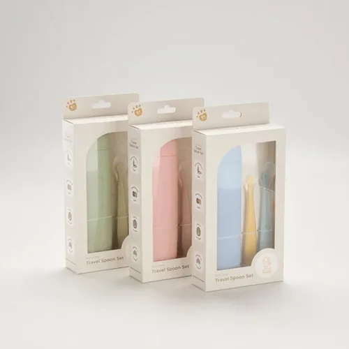 Miniatura 5 de LITTLE RAWR Cucharas de silicona para bebés con caja de almacenamiento, punta suave para bebés de primera etapa, fácil en las encías, cuchara