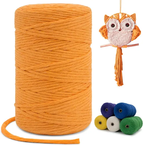 Miniatura 73 de Cuerda de macramé de una sola hebra de 0.197 in x 110 yardas, cuerda de macramé de algodón natural de 0.197 in, cuerda de algodón grueso para colgar