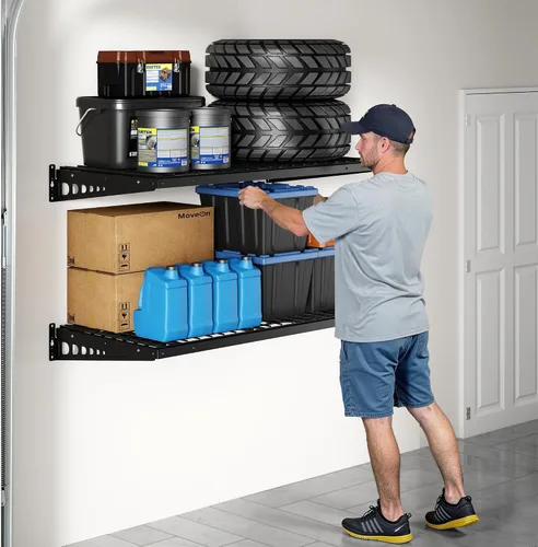 Miniatura 6 de FLEXIMOUNTS Paquete de 2 estantes de pared para bicicleta de 2 x 4 pies, 24 x 48 pulgadas, capacidad de peso total de 660 libras, color negro, serie