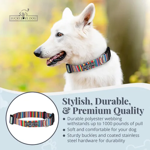 Miniatura 6 de Lucky Love Dog - Collar de perro ajustable con hebilla de fácil clic para los grandes, duradero y cómodo para perros machos y hembras, collar