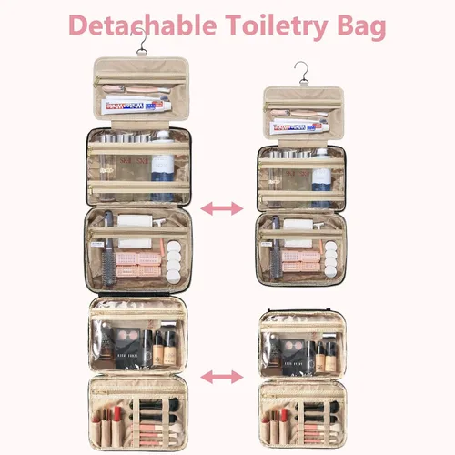 Miniatura 2 de Neceser de viaje desmontable para mujer – Neceser grande para mujeres que viajan – Bolsa de maquillaje colgante para cosméticos, organizador