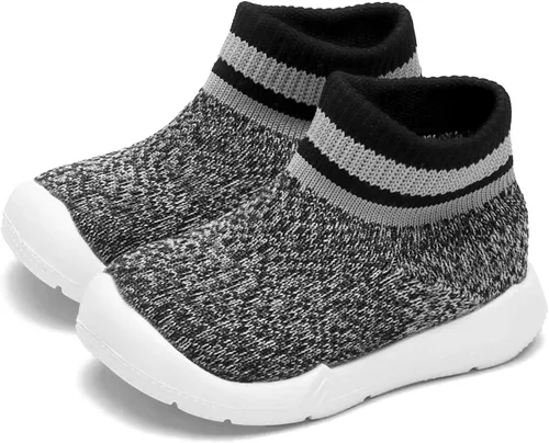 Engtoy - Zapatos tipo calcetín para caminar, antideslizantes y transpirables, pantuflas con suela de goma suave, tenis sin cordones para bebés,