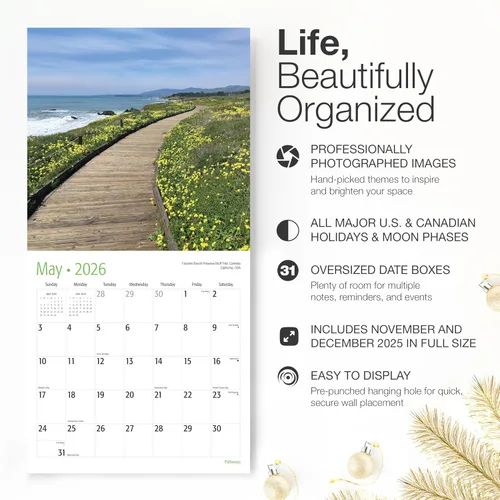 Miniatura 2 de RED EMBER - Calendario de pared Untamed & Beautiful Pathways 2026, de 12 meses, papel grueso y resistente, regalo para las fiestas, calendario