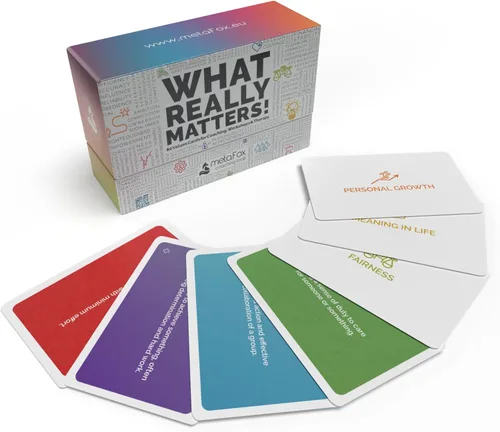 metaFox ¡Lo que realmente importa! | 80 tarjetas de valores para entrenamiento, talleres y terapia | Tarjetas de entrenamiento de alta calidad para