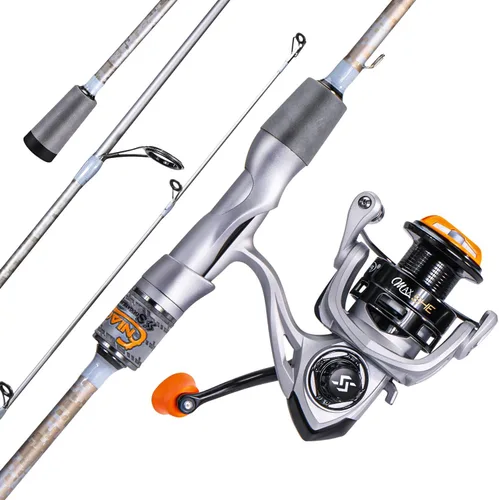 Miniatura 11 de Combos de caña de pescar giratoria y carrete Sougaiyang con manillas vacías de grafito de 2 piezas para pesca de bass Casting con diestros