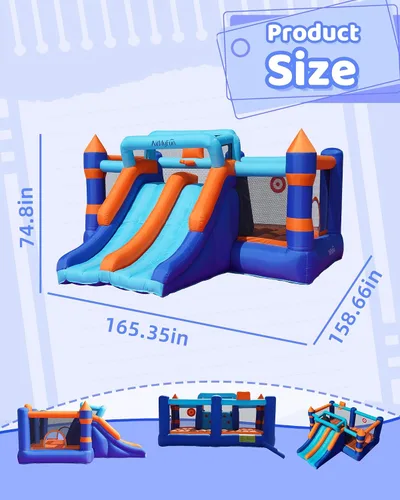 Miniatura 2 de AirMyFun Casa de rebote inflable, casa hinchable con doble tobogán, casa de salto y rebote, castillo hinchable para niños en interiores