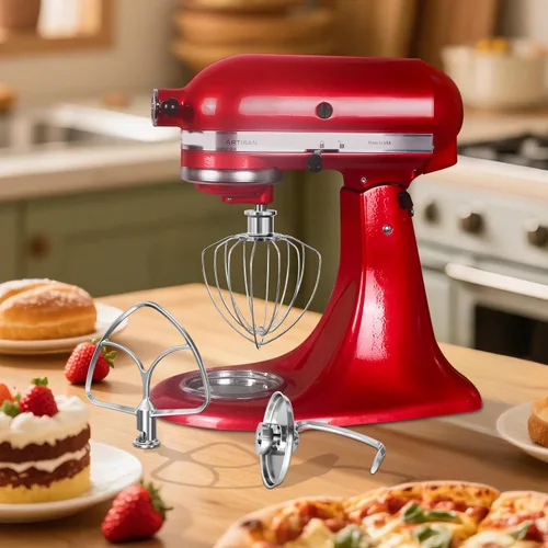 Miniatura 7 de Accesorios de Acero Inoxidable 3 Piezas para Batidora de Pie KitchenAid de Cabeza Inclinable de 4.5-5QT y Tazón de Mezcla, Batidor de Alambre K45WW