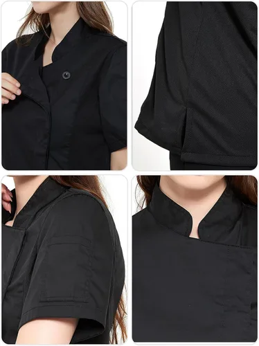 Miniatura 5 de TopTie Chaqueta de chef de manga corta para mujer