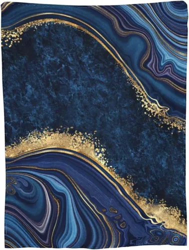 Miniatura 8 de Perinsto Manta de mármol pintado azul ultra suave y cálida para todas las estaciones, manta decorativa de forro polar para cama, silla, automóvil