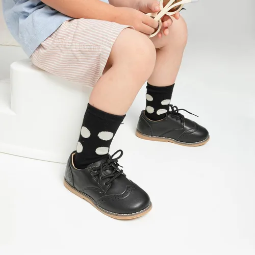 Miniatura 3 de Meckior Zapatos de vestir para niños y niñas pequeños, zapatos Oxford para boda, iglesia, zapatos de vestir de piel sintética, con cordones