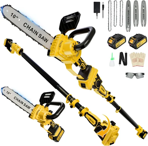 Miniatura 10 de Mini motosierra inalámbrica de 8 y 10 pulgadas, funciona con pilas, motosierra eléctrica 2 en 1, motosierras de batería sin escobillas de mano