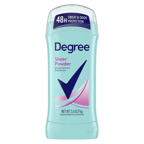 Degree Desodorante antitranspirante original de 48 horas de protección contra el sudor y el olor, polvo transparente antitranspirante para mujeres,
