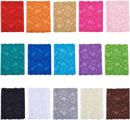 15 yardas 6.3 pulgadas (6.3 in) cintas elásticas de encaje de ganchillo 15 colores patrón floral de flores de tul bordado de encaje para hacer