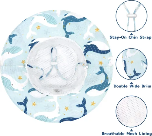 Miniatura 2 de Sombrero de sol para bebé, sombrero para bebé, sombrero para niños pequeños, sombrero de pescador UPF 50+, sombrero de playa con ala ancha para niños