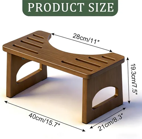 Miniatura 2 de JACNITAD Taburete de inodoro plegable, taburete de 7 pulgadas para baño, taburete de inodoro de bambú para adultos, taburete plegable