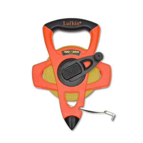 Crescent Lufkin FM030CME - Cinta métrica de doble cara de fibra de vidrio naranja SAE/métrica, 1/2" x 98.4 ft/100'