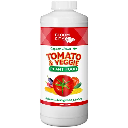 Bloom City Alimento vegetal de tomate y vegetal: fertilizante líquido para cosechas más grandes, raíces más fuertes y crecimiento vigoroso, 32 onzas
