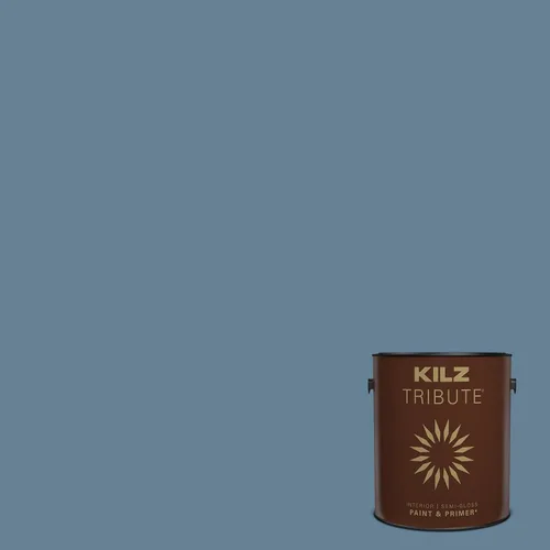 Miniatura 183 de KILZ TRIBUTE Pintura e imprimación, para interiores, semibrillante, Vintage Indigo, 1 galón Índigo Victoria