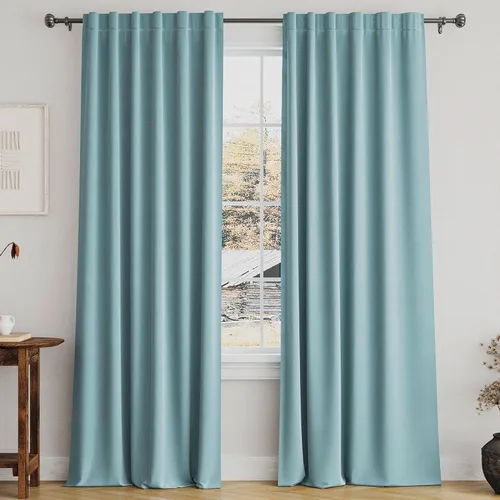 Miniatura 81 de Turquoize Cortinas Opacas para Tratamiento de Ventana con Trabillas Traseras para Sala de Estar/Dormitorio, Tratamientos de Ventana con Aislamiento