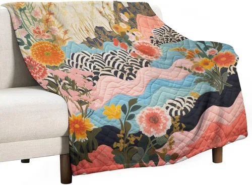 Miniatura 36 de Manta de verano con parches bohemios, vintage, bohemia, acogedora manta de franela para sofá, cama para niños y adultos, 30 x 40 pulgadas, manta