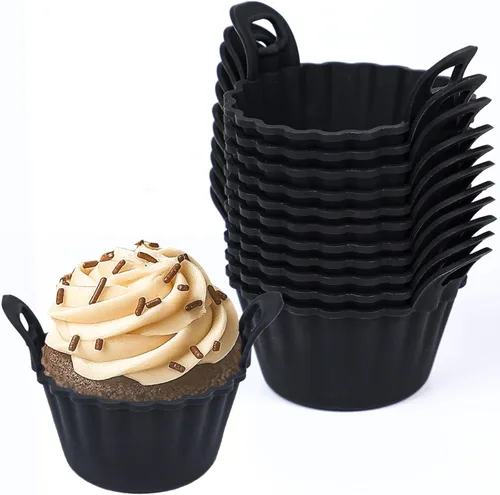 Miniatura 14 de Koluti Juego de 12 Moldes de Silicona Reutilizables para Hornear, Molde Antiadherente para Muffins y Cupcakes con Doble Asa, Sin BPA, Mini Moldes