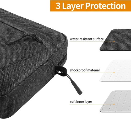 Miniatura 6 de Bolsa de manga para tableta, bolsa de hombro diaria de 11 pulgadas para tableta, bolsa cruzada impermeable con organización inteligente para Negro
