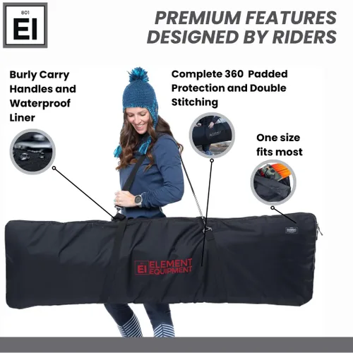 Miniatura 3 de Element Equipment Bolsa acolchada para snowboard, bolsa de viaje para snowboard Negro/Rojo