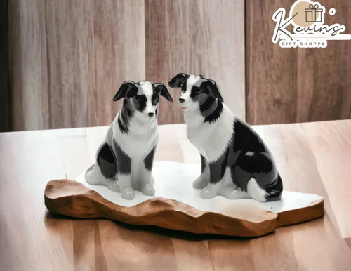 Miniatura 2 de Cosmos Gifts 20870 Juego de salero y pimentero de porcelana fina Border Collie, 3-3/8 pulgadas