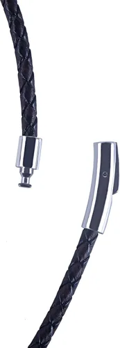 Miniatura 4 de KONMAY Collar con colgante de cuero trenzado, unisex, para adultos, cadena de acero inoxidable, estilo de cuero rústico