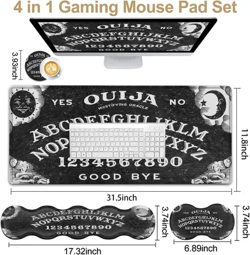 Miniatura 2 de Alfombrilla de mouse para juegos XXL, alfombrilla de escritorio grande Ouija Board Witch extendida, alfombrilla de mouse de goma antideslizante