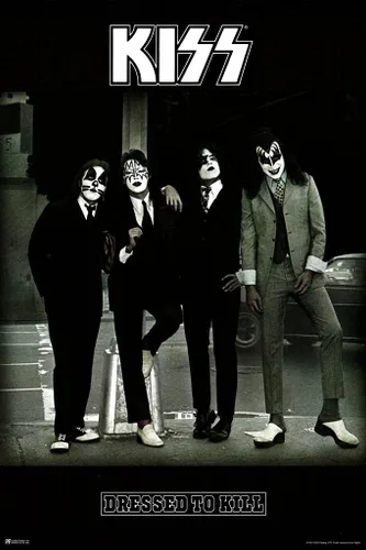Poster Foundry Kiss Dressed To Kill - Póster de portada de álbum, 16 x 24 pulgadas, negro, retro, sin marco, interior, música, resistente a la