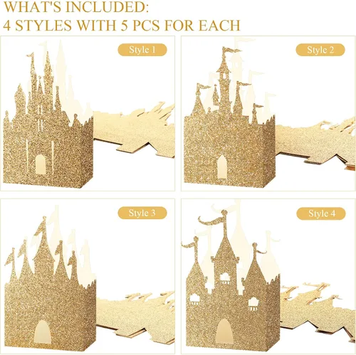 Miniatura 2 de Geiserailie 20 Piezas Caja de Castillo Caja de Dulces de Princesa Caja de Regalo de Confeti de Castillo Decoraciones de Fiesta de Princesa Fiesta