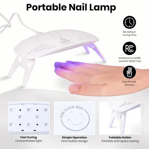 Miniatura 10 de Beetles - Kit de esmalte de uñas de gel rosa nude con lámpara de uñas LED UV, 6 piezas, kit de iniciación, gel base, capa superior, juego de esmalte