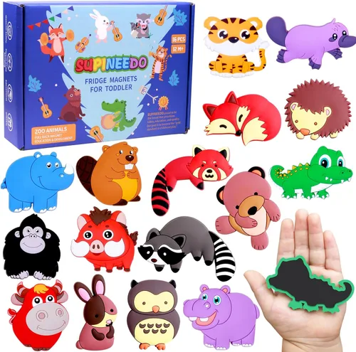 Miniatura 11 de SUPINEEDO Imanes de Nevera para Niños, Imanes de Nevera de Animales para Niños Pequeños de 1 a 3 años, Imán de Respaldo Completo para Bebés, Lindos