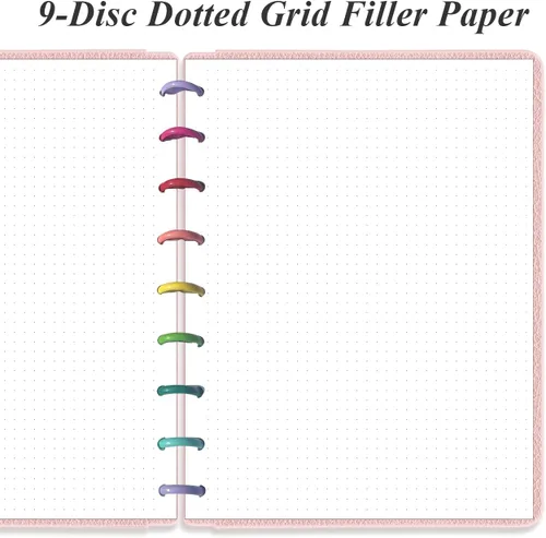 Miniatura 2 de Papel de rellenado de cuadrícula punteada de argolla clásico, insertos pre-perforados de Happy Planner de 9 argollas, papel de hoja suelta de 100