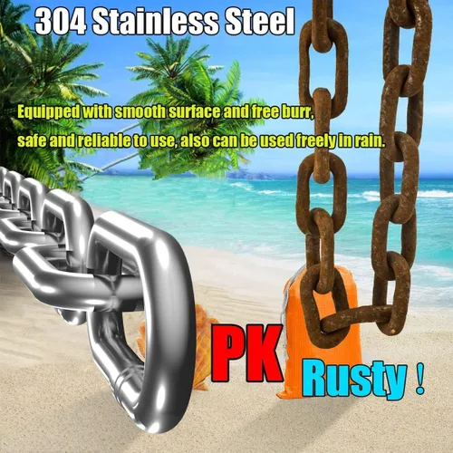 Miniatura 4 de Cadena de acero inoxidable, cadena de eslabones de metal de 13 pies, pequeña cadena ligera de 5/64 pulgadas, cadena de gato para el hogar, al aire