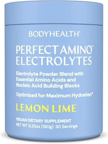 BodyHealth PerfectAmino Polvo de Electrolitos Sin Azúcar, Hidratación Ayuno Keto Cero Azúcar Mezcla de Bebida de Electrolitos con Minerales Traza -