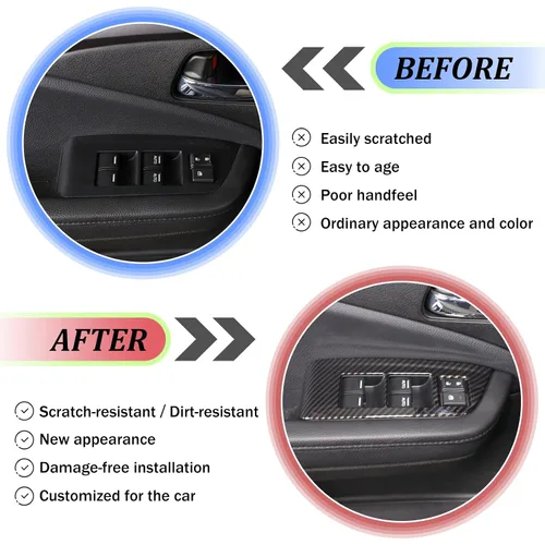 Miniatura 3 de Cubierta del panel del interruptor de elevación de ventana para Honda Pilot 2016-2022, accesorios para controlador de ventana, marco de puerta
