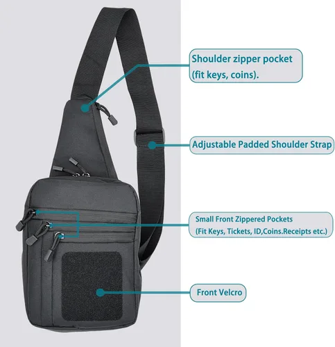 Miniatura 5 de FLWVOG Bolsa cruzada de transporte oculta para hombres, bolsa Ccw Sling Bag EDC Bolsa de transporte de hombro bolsa de pecho Bolsas de pistola