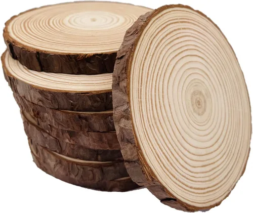 Miniatura 7 de Discos redondos naturales, rebanadas de madera rústica, 4 piezas de 8.2-9 pulgadas, kit de madera sin terminar, círculos para manualidades