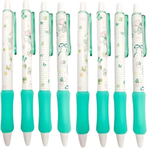 Miniatura 19 de 8 bolígrafos retráctiles estéticos de gel, bolígrafos de escritura de tinta con punta fina suave de 0.020 in, bolígrafos de impresión novedosos